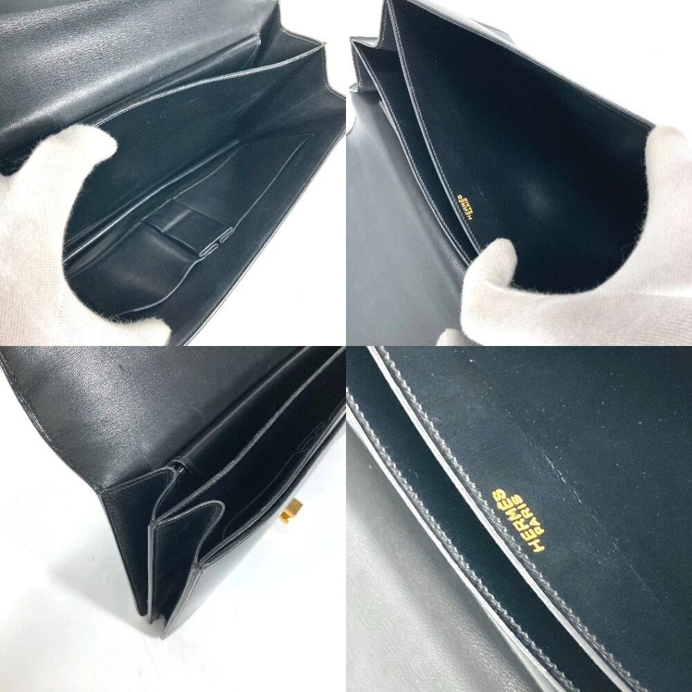 HERMES vintage Ring Do Hand Bag Flap Shoulder Bag Bock Scarf Black/GoldHardware - Picture 15 of 15